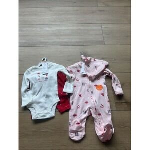 New Just One You by Carter's Baby Girl Christmas outfit And Sleep N Play Newborn